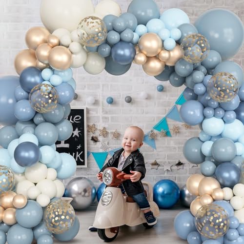 Image of Ouddy Party 129Pcs Dusty Blue Balloon Arch Garland Kit in 18 12 10 5 Inch