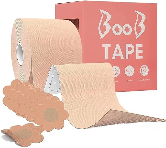 BoobTape for Women & Breast Tape Breast Lift for Strapless Dress Nipple Tape for Women - Multipurpose Body Tape for Women Push Up Breast Lift Bra Booby Tape for Breast Light Brown