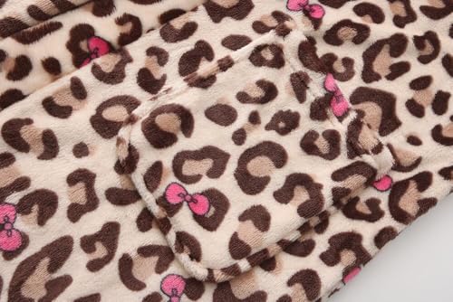 Image of BAOPTEIL Girls Fleece Robe Boys Hooded Bathrobe Soft Flannel Robe For Kids