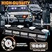 XRIDONSEN 2x 17 inch Blue White Emergency Dash Strobe Lights Bar 40 LED Interior Front/Rear Windshield Lights Safety Flashing Warning Hazard w/Suction Cups for Police Firefighter Vehicles Trucks Car