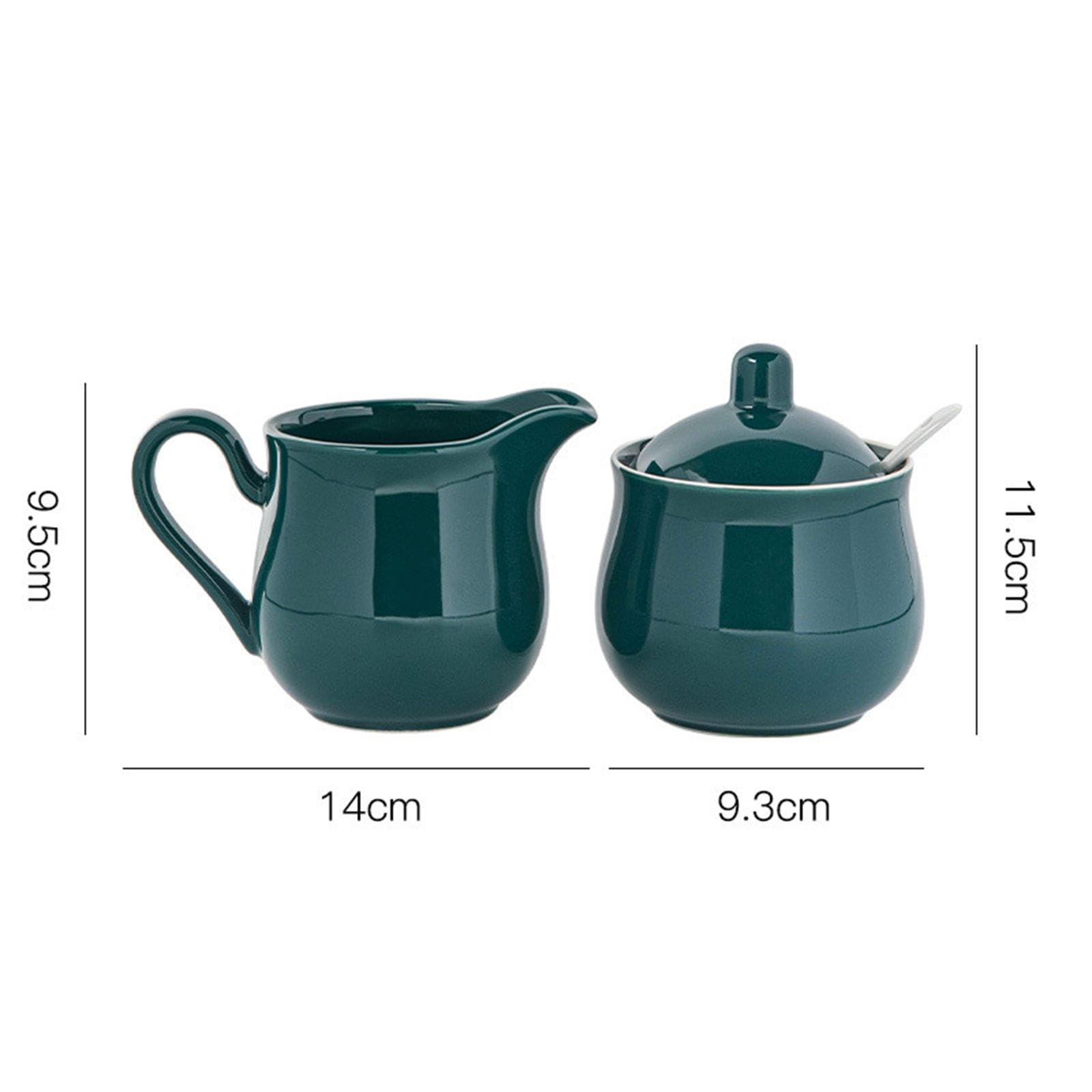 Set di Zuccheriera E Lattiera in Ceramica, Contenitore per Zucchero, Pratico Set di Lattiera, Verde