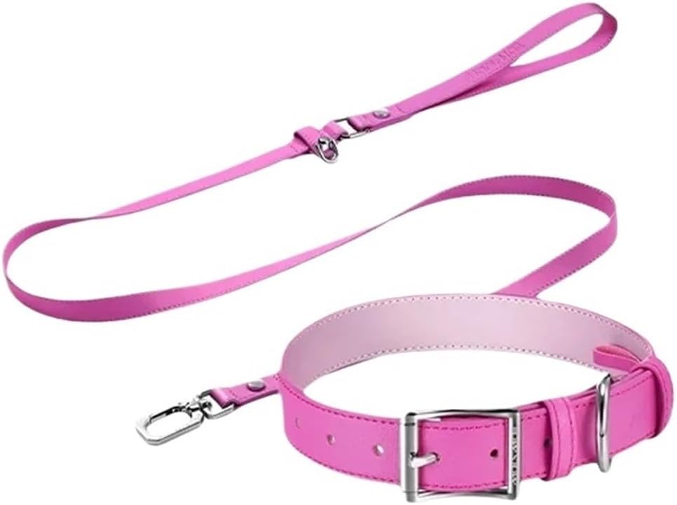 Dog Collar Leash Cat Simple 5 Colors Belt Pet Product Lead Necklace(Pink,S 1.6x24-30cm)