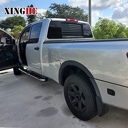Image of Xinghe for Niss@n Nitan 2013-2023 Long Version, American Flag Decals for Truck Back Middle Window, Matte Black USA Flag Decal for Truck Back Sliding Window