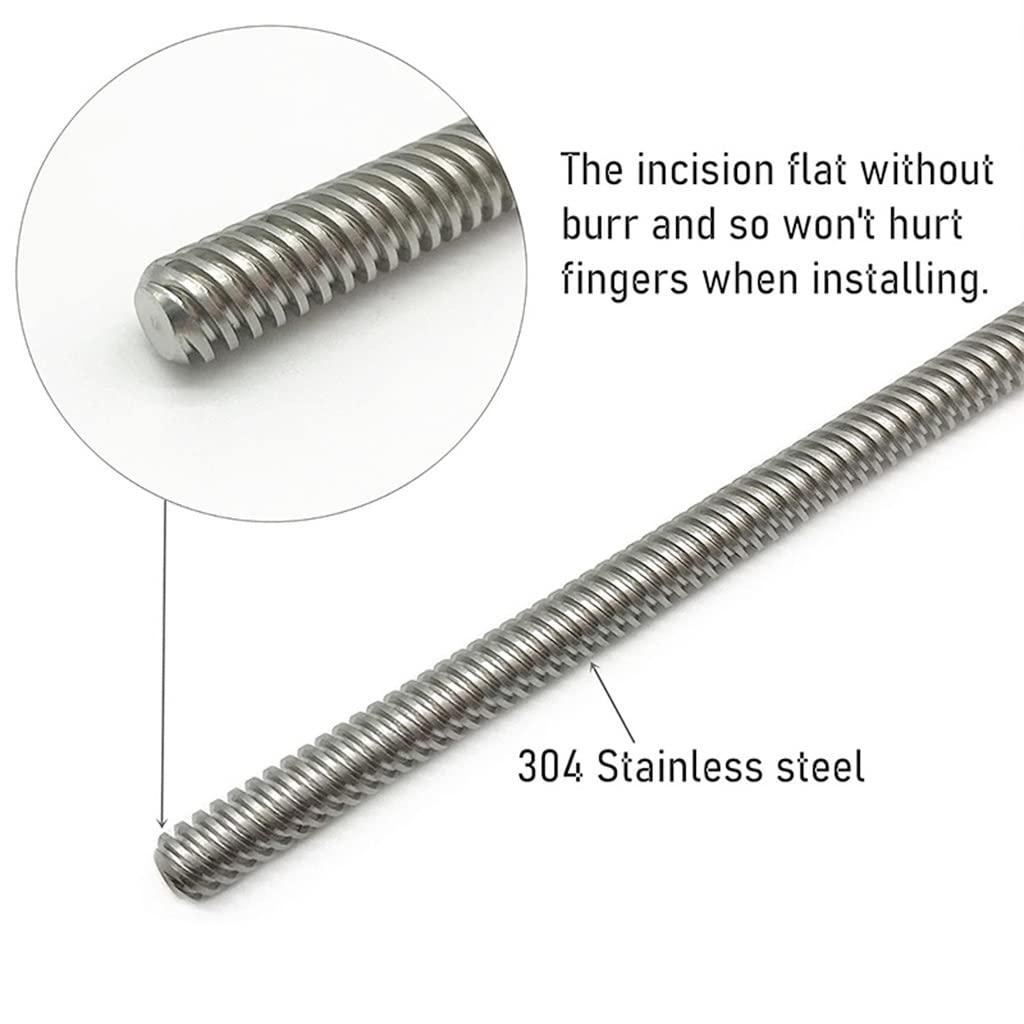 Juego de 2 tornillos de varilla roscada de acero inoxidable T8 304 con tuerca de latón for eje Z de impresora(L=2mmx850mm)