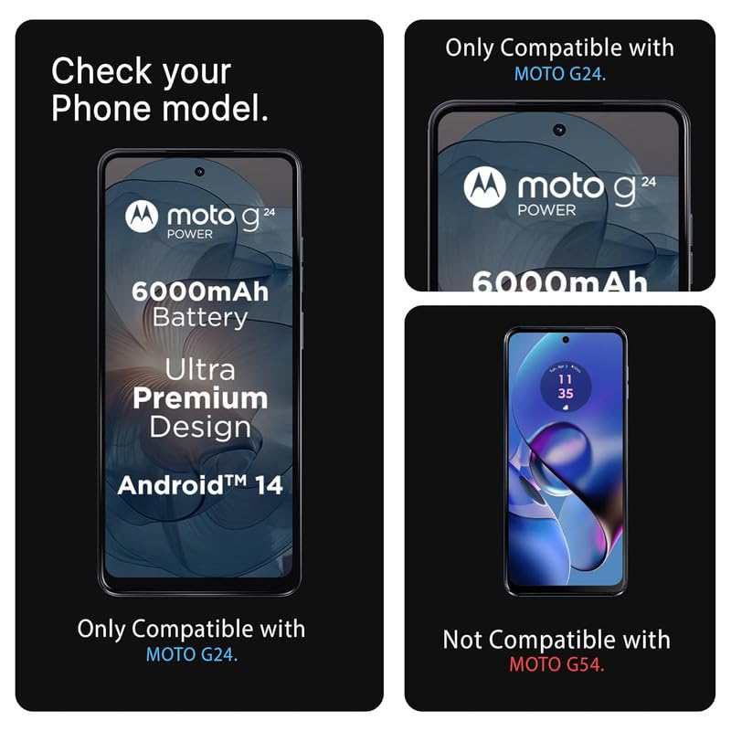 Image of Tempered Glass Screen Protector For Motorola G24 Power /Moto G24 Power Smartphone With Easy Installation Kit