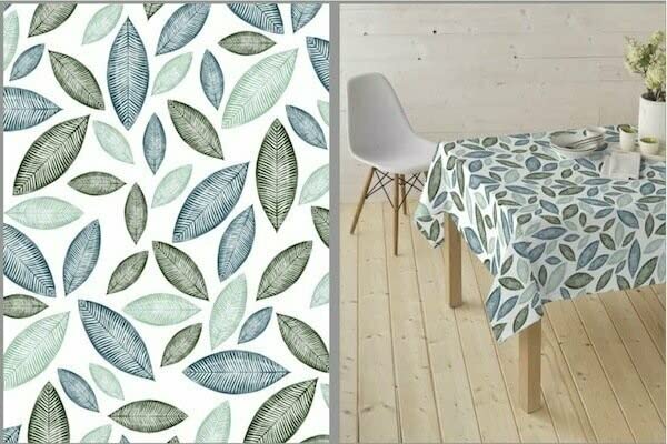Tovaglia cm 350x140 resinata Antimacchia RAOVAL Green 16, Tovaglia in cotone Antimacchia, impermeabile e antibatterico.