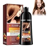 Kastanienbraun Haarfarbe Shampoo, 4-in-1 Haarfärbeshampoo & Hair Dye Shampoo zum Graue Haare Abdecken, Natürliches Farbshampoo Braun für Männer & Frauen, Pflege & Grauabdeckung, 400ml