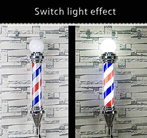 Luz giratoria para peluquería al aire libre, poste de barbero clásico para exteriores, luz LED, rayas de peluquería iluminadas y giratorias, cartel de tienda de peluquería impermeable montado en la pa