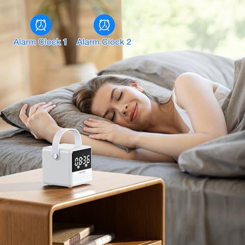 MOMOHO Portable Bluetooth Speaker - Stylish and Convenient with LED Time Display?White?