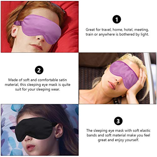EXCEART 3 Stuks Luxe Zijde Eye Super Smooth Eye Night Eyeshade Blinddoek Voor Slapen Reizen Dutje Zwart Groen Paars - Image 4