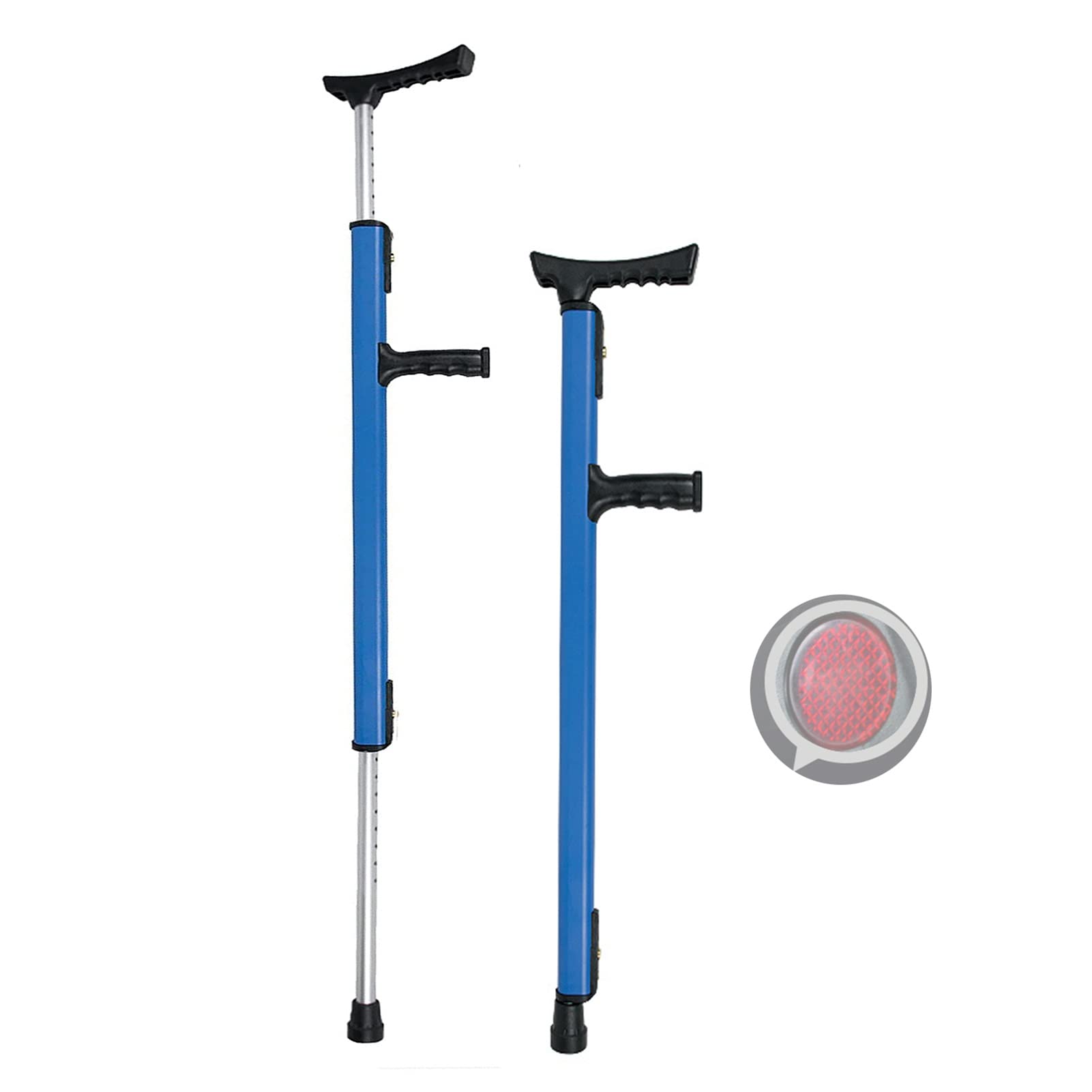 NGD Muletas Ortopédicas de Aluminio-Regulables en Altura,Muletas Axilares Retráctiles para Adultoscon Reflector y Contera Antideslizante,Agarre Cómodo,Soporta hasta 250kg (Color : Blue)
