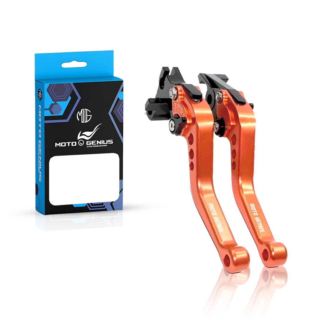 MOTO GENIUS Heavy Duty 6-Position Adjustable Clutch and Brake Lever Set for KTM RC Duke Motorbike | CNC Machined Aluminum | Easy Installation | Ergonomic Motorbike Hand Levers (Orange)-image-46