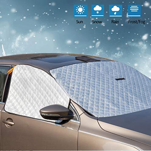 ZATOOTO Frontscheibenabdeckung Auto Winter, Frostschutz Auto Frontscheibe, Eisschutz, Windschutzscheiben Schutz mit Seitenfensterabdeckung, Verhindern Sonne UV, Staub, Ultra Stark, Wasserdicht