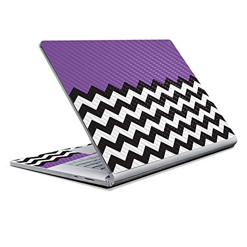 Image of MightySkins Carbon Fiber Skin for Microsoft Surface Book 2 13 inch (2017) - Purple Chevron,Protective, Durable Textured Carbon Fiber Finish,Easy to Apply, Remove, and Change Styles,