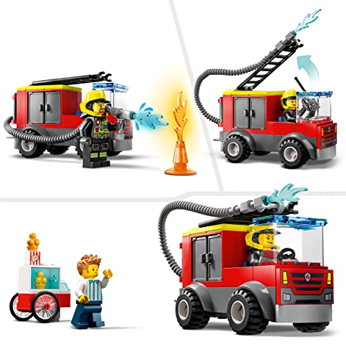City Caserma dei Pompieri e Autopompa, Edificio da Costruire con Camion Giocattolo dei Vigili del Fuoco, Giochi per Bambini e Bambine da 4 Anni con Starter Brick, Idea Regalo di Compleanno 60375 - Lego - Immagine 2