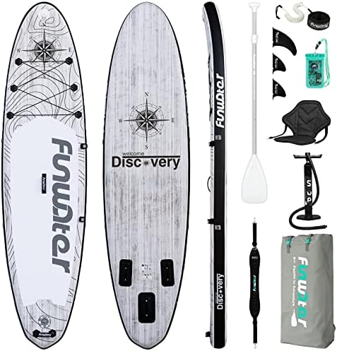 FunWater Inflatable 11'×33"×6" Ultra-Light SUP for All Skill Levels Everything Included with Stand Up Paddle Board, Adj Floating Paddles, Pump, ISUP Travel Backpack, Leash,Waterproof Bag