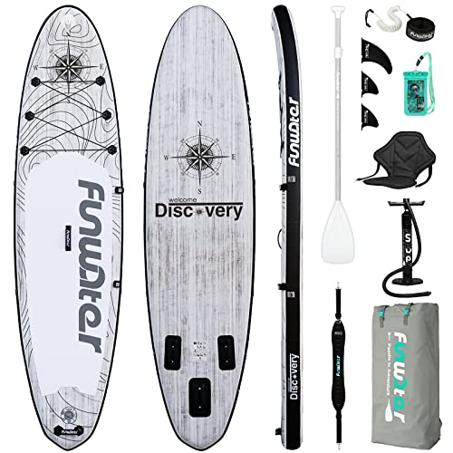 Funwater Inflatable 11'×33"×6" Ultra-Light Sup For All Skill Levels Everything Included With Stand Up Paddle Board, Adj Floating Paddles, Pump, Isup Travel Backpack, Leash,Waterproof Bag #TOP20