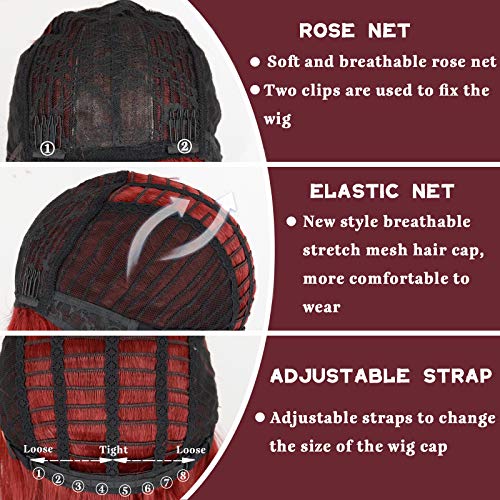 image for MERISIHAIR Long Wine Red Wigs for Black Women,Synthetic Dark Burgundy 