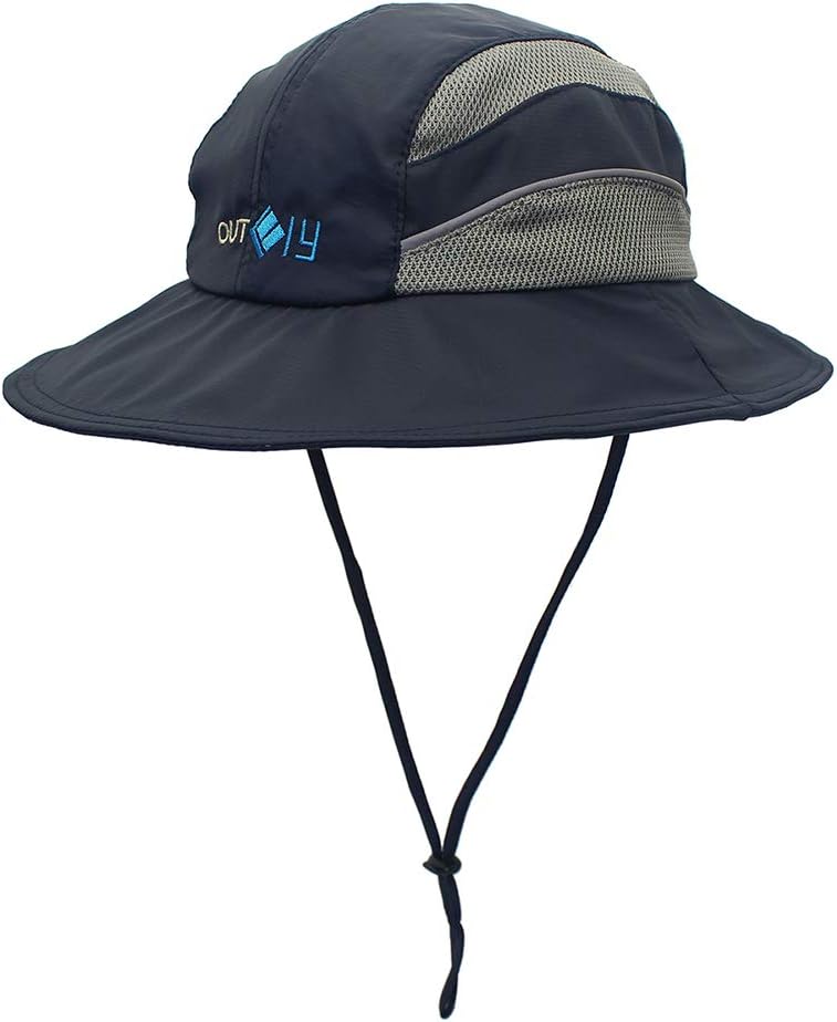 FayTop Summer Sun Hat Boonie Hat Outdoor Cap Adjustable Fishing Hat Bucket Hats Hiking Hat for Men Women B12084-Dark Blue