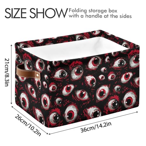 Image of Aslsiy Storage Basket Bloody Eyes Halloween Nursery Bins Baby Box Canvas Clothes Shelf Basket Laundry Hampers 2 Pcs