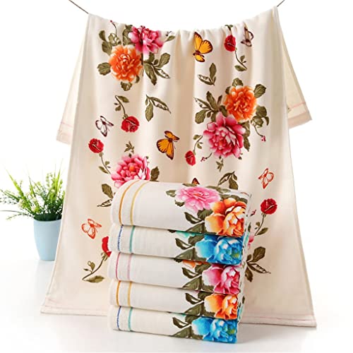 Toalla de algodón de 140x70cm con estampado de peonía suave 7