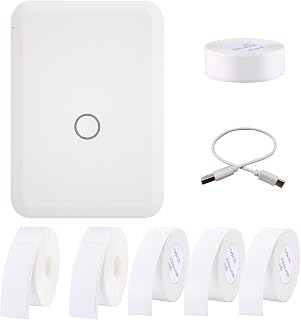 MEIZHAUNG Máquina de fazer etiquetas D110 Mini impressora de etiquetas térmica de bolso com 6 rolos de etiquetas Tudo em um BT Connect Prince Tag DIY Date Journal Study Sticker Sticker Machine