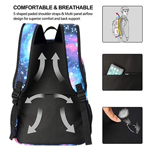 Mochila Anime Luminous com porta de carregador USB e estojo para lápis, mochila escolar unissex para