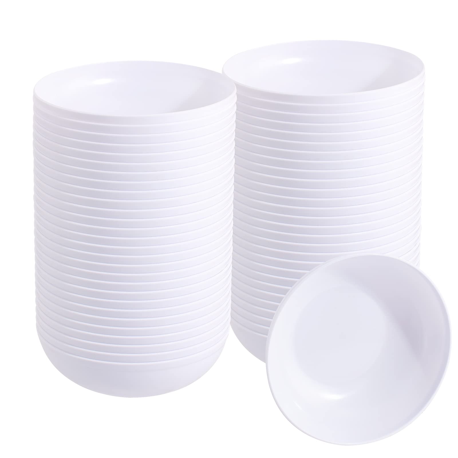 bUCLA 50 pack 12oz White Plastic Bowls-Disposable White Plastic Bowls- Premium Heavy Duty White Salsa Bowls for Wedding &Parties