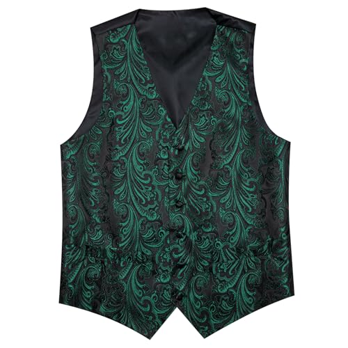 Image of Barry.Wang Men's Suit Vest Formal /Leisure Paisley Jacquard Silk Tie Pocket Square Waistcoat Set Wedding 5PCS