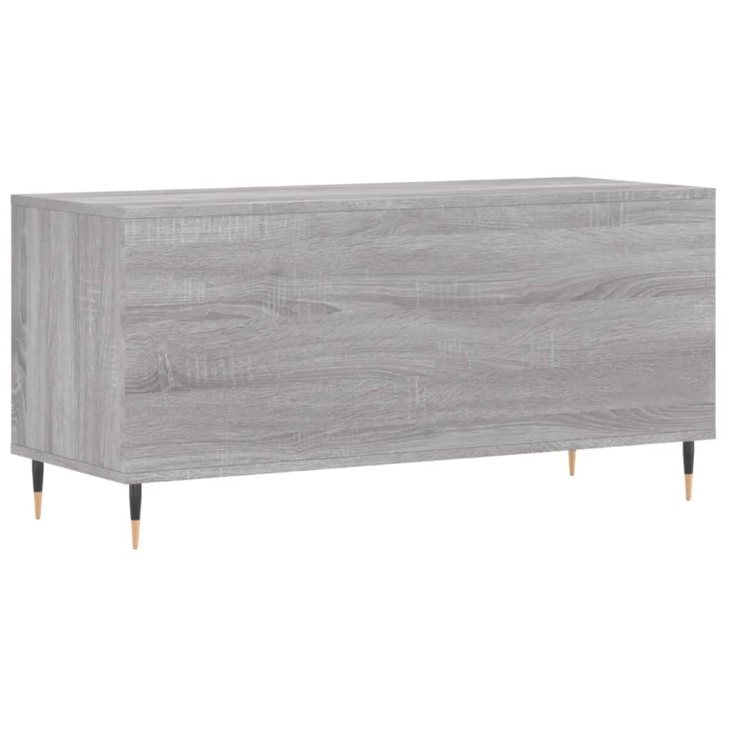 Armadio per dischi grigio Sonoma, 100 x 38 x 48 cm, scaffale in vinile | Armadio LP con gambe in metallo per il soggiorno. Offre molto spazio per dischi e spazio per giradischi.