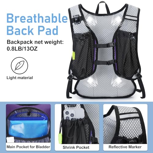 Image of Lightweight Hydration Backpack, Running Backpack with 2L Water Bladder, Hydro Water Daypack for Cycling Hiking Rave for Men Women
