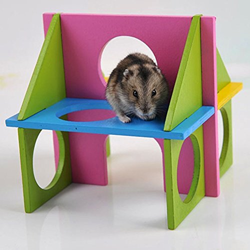 Funny Wooden Exercise House Toy, Small Animal House for Pet Dwarf Hamster Gerbil Rat Mouse (Exercise House)