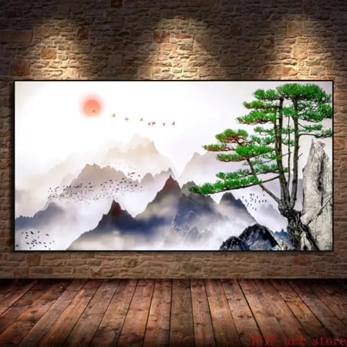 Peinture sur toile montagne brumeuse minimaliste affiche 20x40cm pour décoration salon