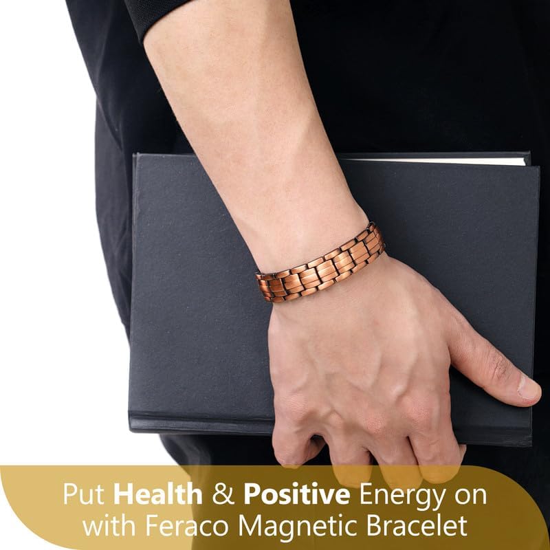 Feraco Copper Bracelet for Men 4 Kinds Magnetic Bracelets Elegant 99.99% Solid Copper Jewelry with Magnets - Image 9