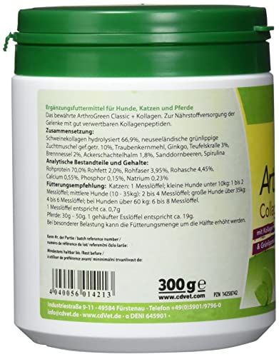 cdVet ArthroGreen Collagen 300g | Natürlich gesunde Gelenke für Tiere mit Collagen (1er Pack)