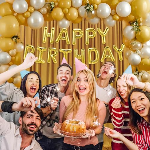 Image of 10 x 7 Feet Gold Backdrop Curtain for Partie, Background Curtains for Photoshoot, Birthday, Wedding, Halloween, Thanksgiving, Christmas, New Year Party Decoration 5Ft x 7Ft, 2 Panels