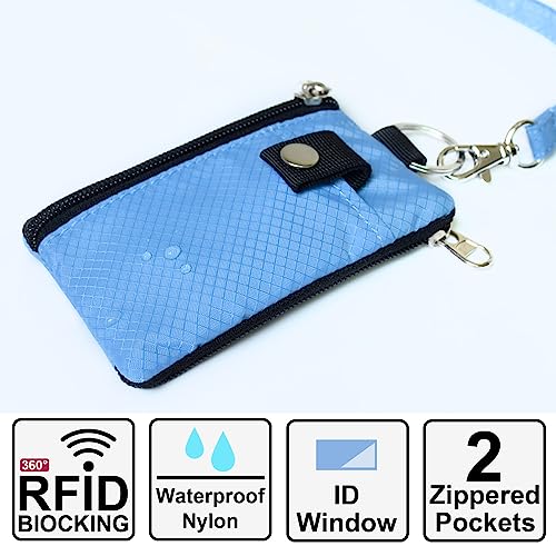 Image of CHENSPRX Minimalist RFID Blocking Small Wallet with ID Window,WaterResistant Zip Id Case Wallet with Lanyard Keychain for Cards,Cash,Travel,Women,Men