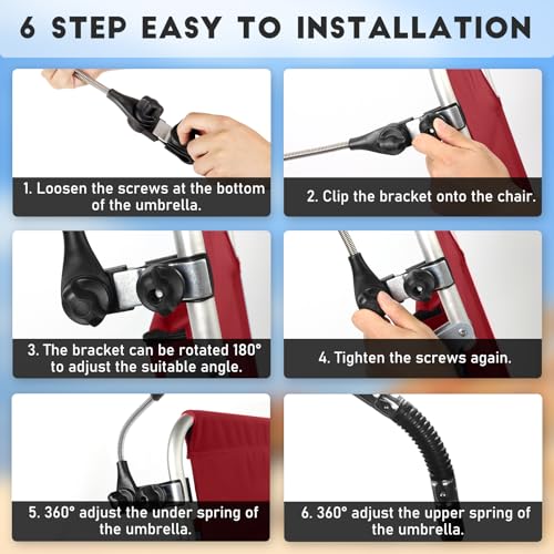 NBtoUS 2-Piece Beach Umbrella with 360 Adjustable, UPF 50+ Sun Protection, Ideal for Beach, Camping, Sand, Yard (Wine Red, No Chair Included) - Image 4