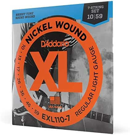 D'Addario EXL110-7 7-String Nickel Wound Electric Guitar Strings, Regular Light, 10-59