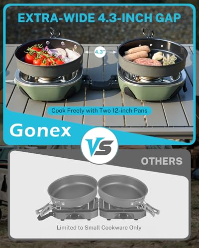 Gonex Portable Propane Camping Stove - Compact Folding 20,000 BTUs AeroFlame 2 Burner with Precision Flame Control & Removable Pot Stands for Outdoor Activities - Image 6