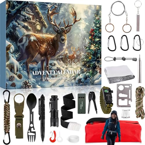Adventskalender 2025 mit Outdoor Survival Tools, 24 Tage Advnt Caledar, Outdor Sorts Safey ag Fr Men and Woen Adventskalender 2025 mit Outdoor Survival Tools, 24 Tage Advnt Caledar, Outdor Sorts Safey ag Fr Men and Woen
