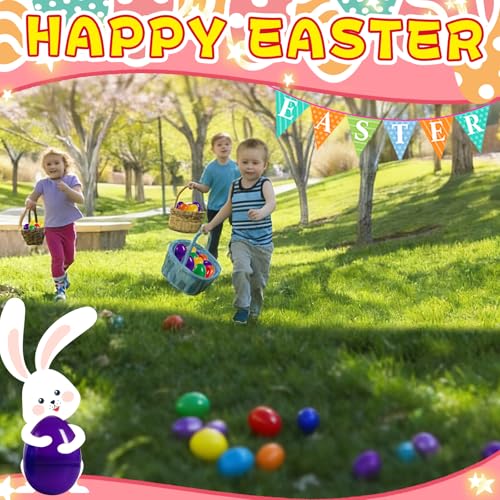 QXCMFNI 30 Pack Prefilled Easter Eggs with Plush Bunnies,Pre Filled Easter Eggs with Stuffed Toys Inside,Easter Basket Stuffers for Kids,Easter Egg Hunt,Classroom Prize by QXCMFNI - Used condition - Image 6