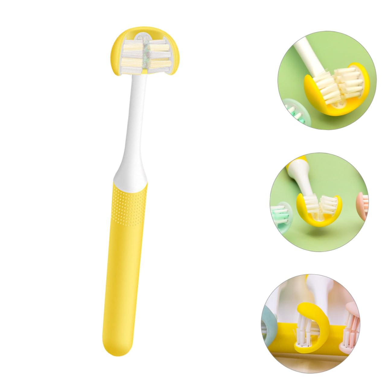 POPETPOP Spazzolino Denti Tre Lati per Adulti con Setole Morbide Ergonomico Antiscivolo Pulizia Orale Completa