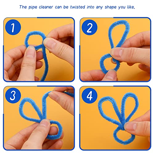Image of 100 Pcs Pipe Cleaners Craft, Lake Blue Pipe Cleaners Bulk, Chenille Stem | Fuzzy Sticks Blue Pipe Cleaners for Crafts Festival Home Decorations