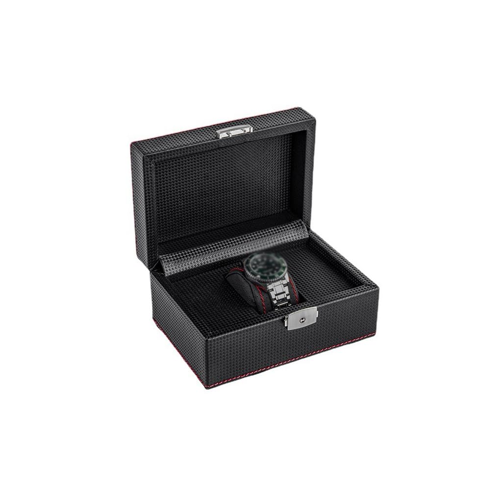 Boîte rangement montre carbone cuir coffret cadeau homme avec fermoir clé