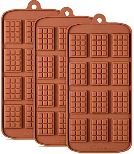 Waffle Chocolate Moulds Silicone Candy Molds, 3PCS12-Cavity Small Break Apart Chocolate Molds Non-Stick Reusable DIY Baking Molds Candy Protein & Energy Bar Moulds Waffle Chocolate Moulds Silicone Candy Molds, 3PCS12-Cavity Small Break Apart Chocolate Molds Non-Stick Reusable DIY Baking Molds Candy Protein & Energy Bar Moulds