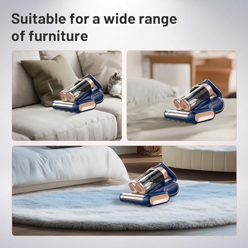 Elecbee Kabelloser Milbensauger für Matratzen, Milbensauger mit UV Licht, Milbenstaubsauger LED-Anzeige, Matratzensauger Ultraschall-Technik, Handstaubsauger für Matratze Sofa Teppichboden