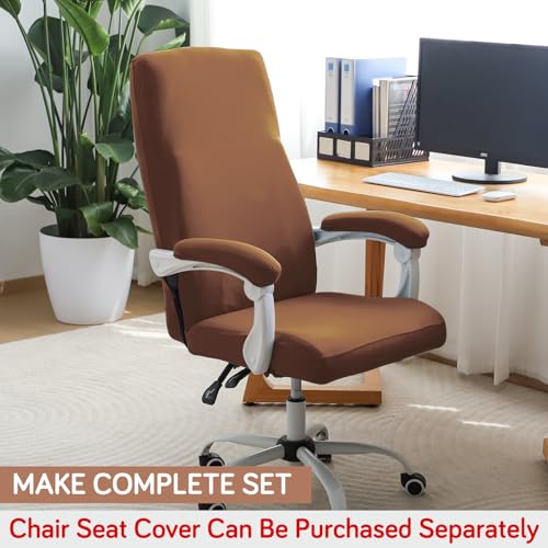 Image of HOKIPO 'SereneSolids' 140 GSM Armrest Covers for Office Chair (Elastic Style), 1 Pair, Brown (AR-5933-BRN)