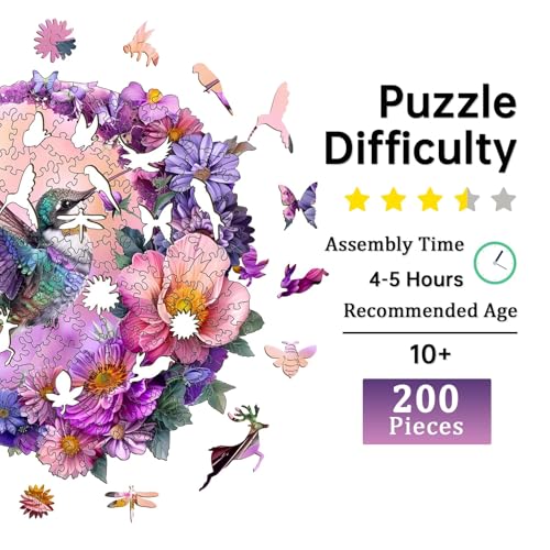 Jigfoxy B0D12PDGRR Wooden Puzzles For Adults, Hummingbird Wooden Jigsaw Puzzles thumb #1