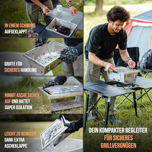 Table multifonction avec barbecue intégré pliable et réglable pour camping